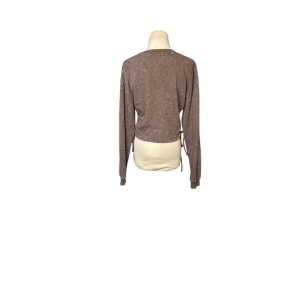 FOREVER 21 brown long sleeves side ties cropped sweatshirt size Medium - Picture 14 of 16